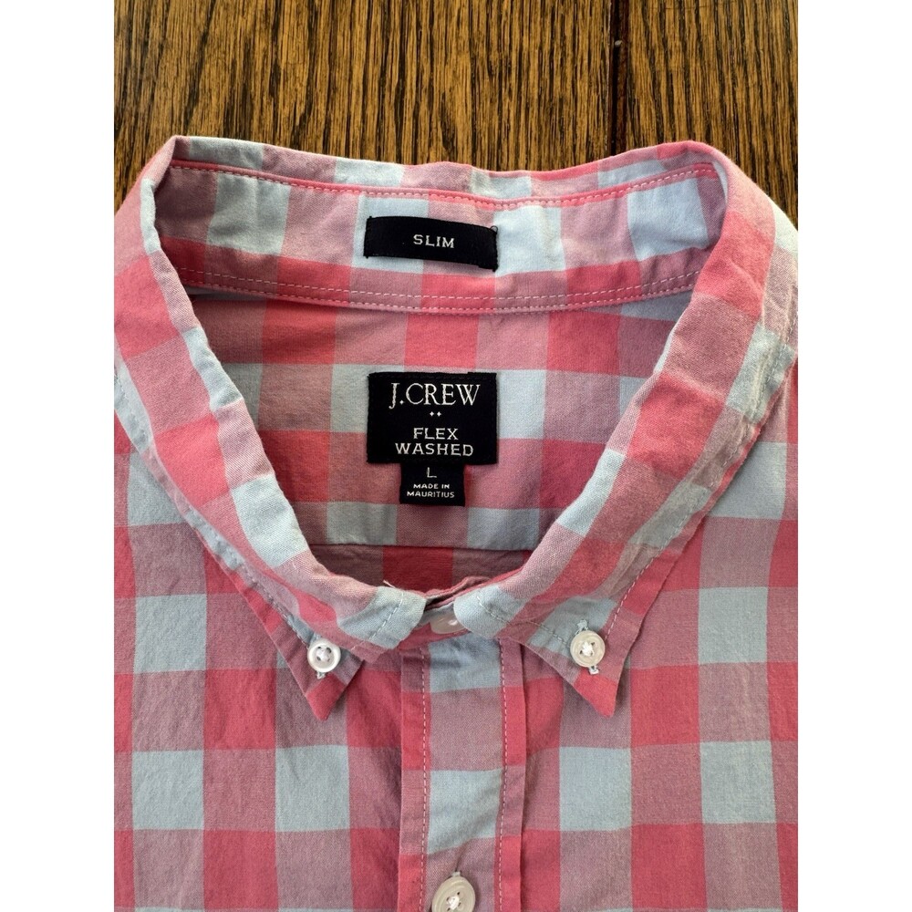 J. Crew Plaid Flex Washed Slim Fit Men’s Size Large Blue And Ted